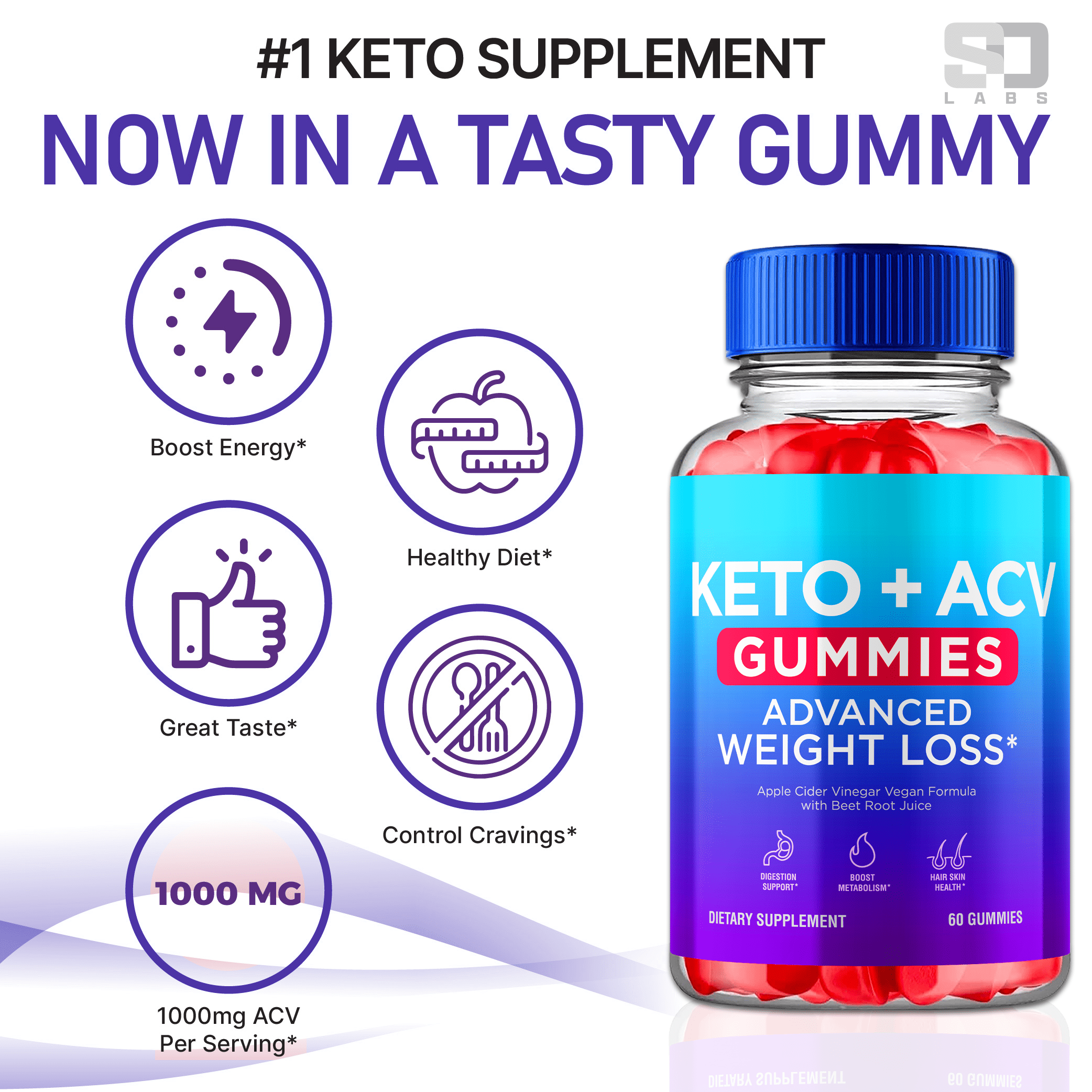 Keto ACV Gummies Advanced Formula 1000MG Extra Strength 5 Pack