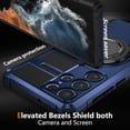 thumbnail image 5 of Phone Case for Samsung S22 Ultra Case with Ring Magnetic Fits Wireless Charger, 2 in 1 Soft TPU and Hard PC Cover Samsung Galaxy S22 Ultra Case Shockproof Rugged Black (Blue), 5 of 17