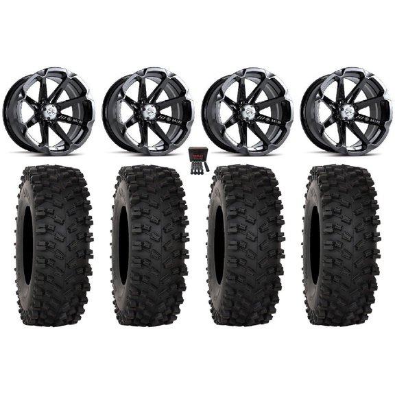 MSA Diesel 14" Wheels Black 28" ATX470 Tires Kawasaki Teryx Mule