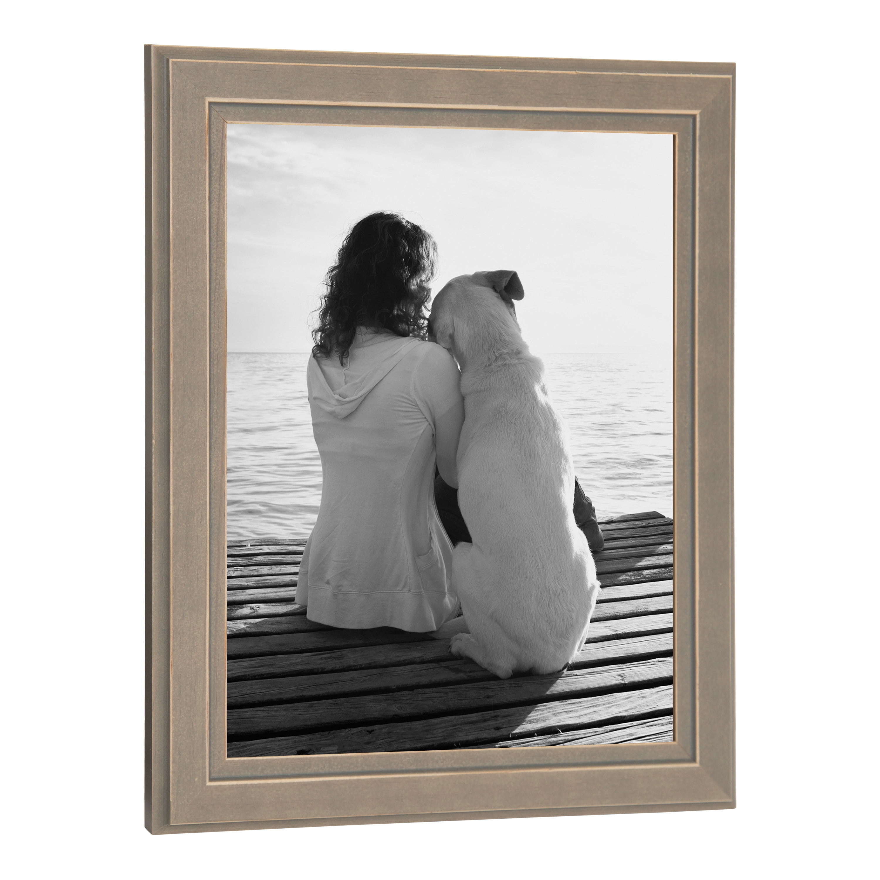 DesignOvation Kieva Solid Wood Picture Frame, Distressed Gray 8x10, Pack of 6
