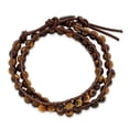 thumbnail image 3 of Stainless Steel 6mm Brown Beads and Leather Cord Multi Wrap Bracelet -  Jewelry Gift for Mom, 3 of 7