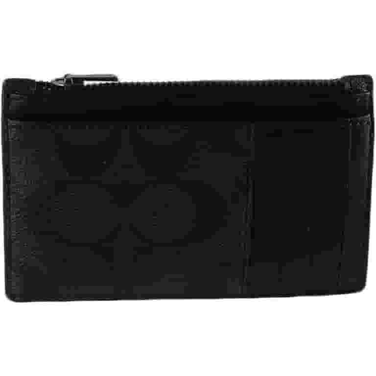 ◆Coach◆ card case Coach Men's Small Zip Card Case in Signature Canvas Leather