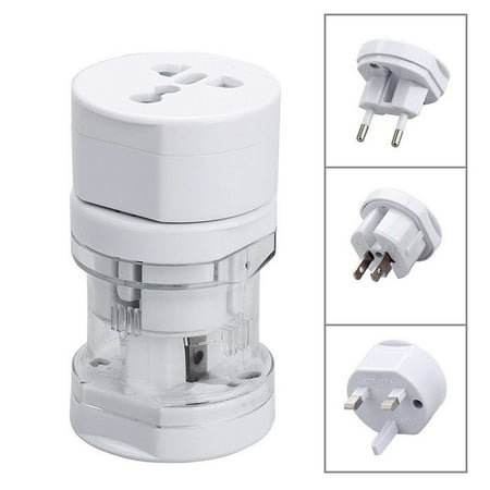 All in one International Universal Power Adapter Electric Converter US/AU/UK/EU White USB Travel