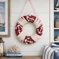 thumbnail image 3 of Northlight Faux Life Preserver with Rope Hanging Wall Decoration - 21.5" x 13 - Red and White, 3 of 9