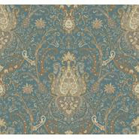 Waverly Classics Byzance Wallpaper, Tea/Cocoa/Milk Chocolate/Steel Blue/White Asparagus