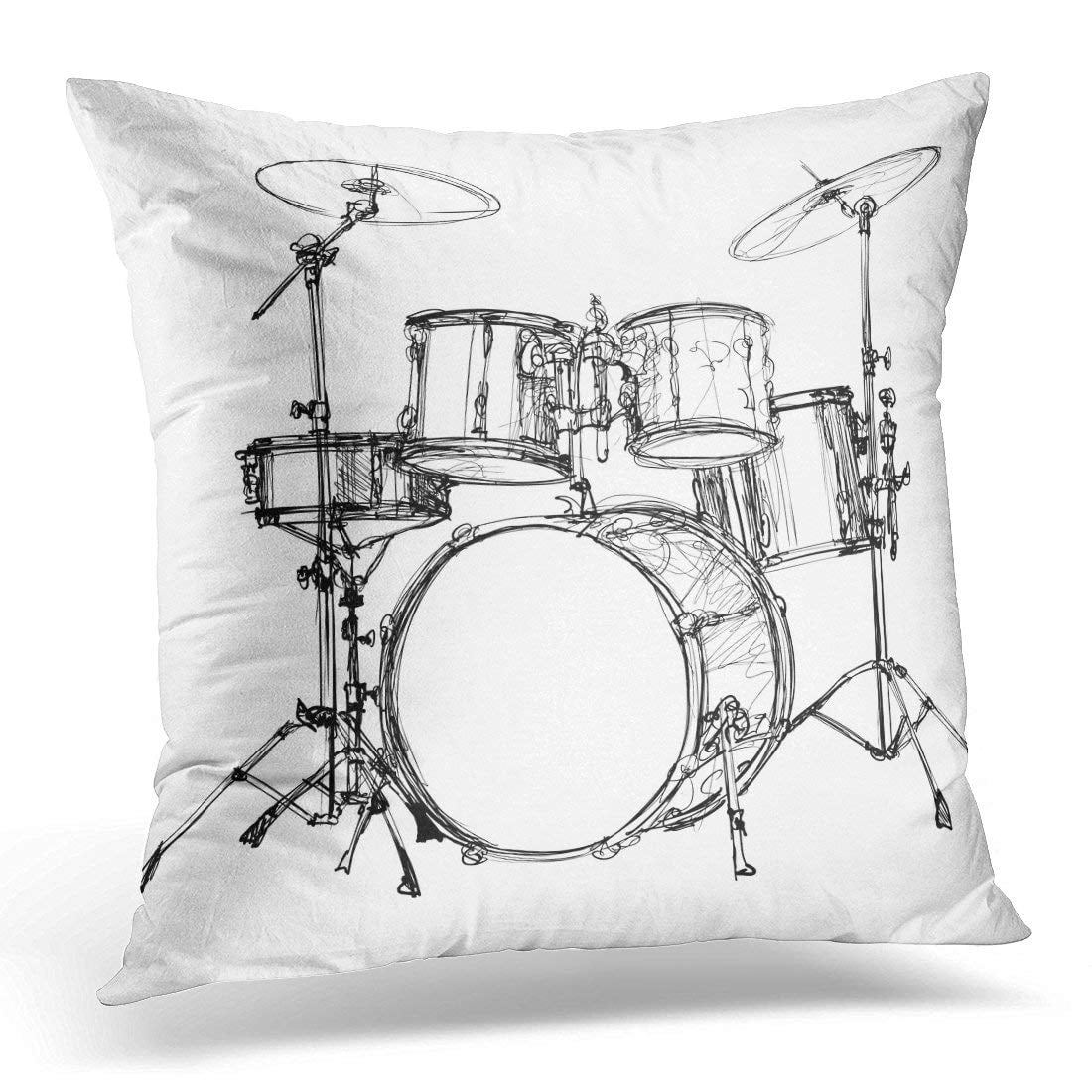 ARHOME Music of Drum Kit Rock Pillow Cover 16x16 Inches Throw Pillow