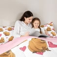 thumbnail image 4 of Manfei Kawaii Heart Print Full Size Comforter Sets,Lovely Daily Capybara Bedding Comforter Set,White,Pink Reversible,3 Pieces,1 Comforter and 2 Pillowcases, 4 of 7