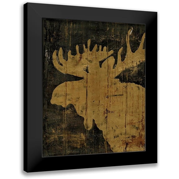 Cusson, Marie Elaine 12x14 Black Modern Framed Museum Art Print Titled - Rustic Lodge Animals Moose