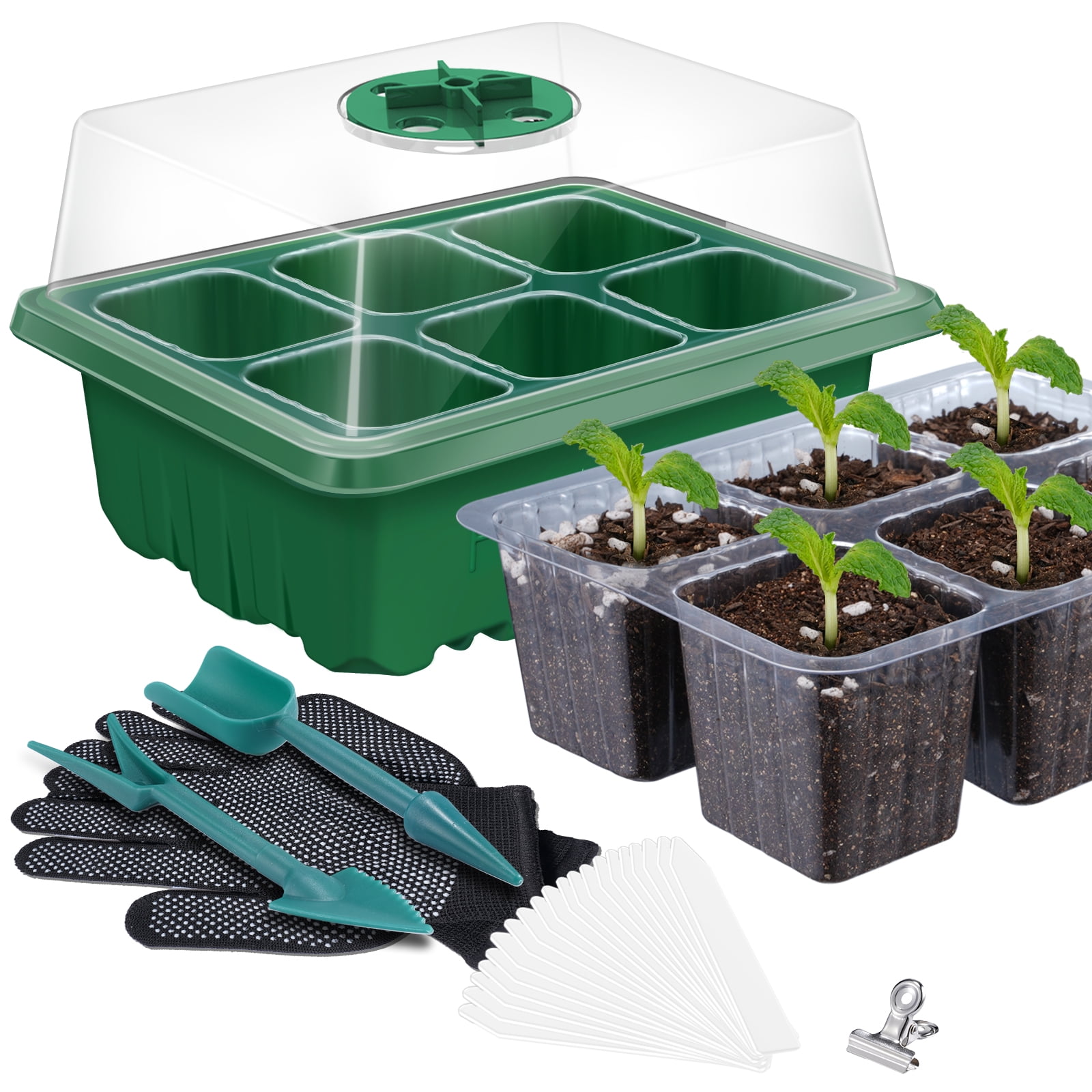 10 Set Seedling Starting Trays with Humidity Domes Reusable Seeding