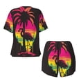 thumbnail image 5 of Lsque Flamingo And Palm Trees At Sunset Women's Short-Sleeved Pajama Set - 2 Piece Soft and Lightweight Sleepwear Set-4X-Large, 5 of 9
