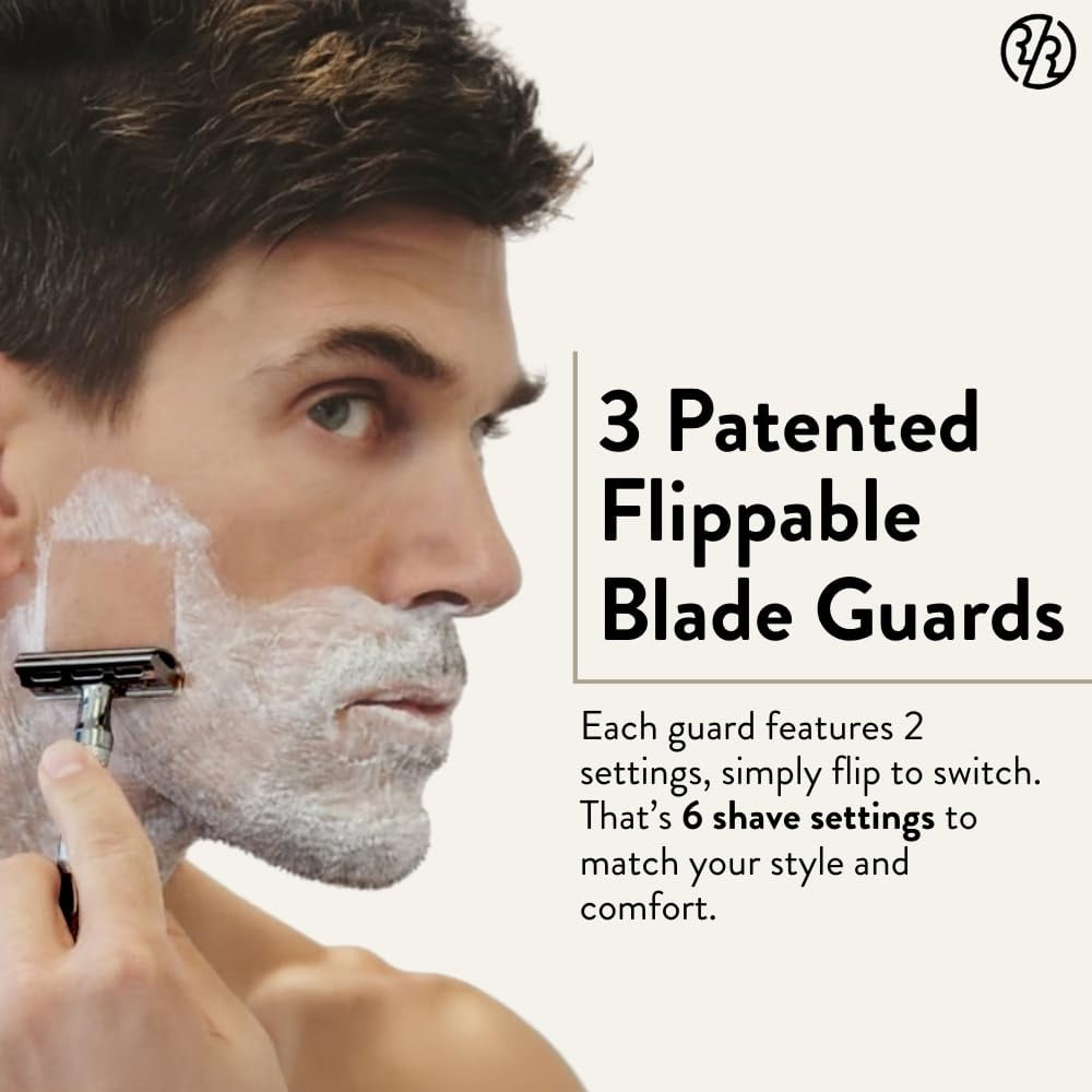 Rockwell Razors 6C Safety Razor with 6 Adjustable Settings and 5 Razor Blades, Gunmetal Chrome