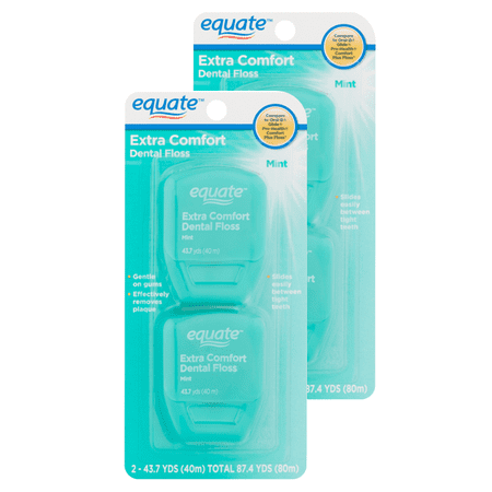 Braun Dental Floss (2 pack) Equate Extra Comfort Mint Dental Floss, 40 M, 2 Count (Compare to Oral-B Glide Pro-Health Comfort Plus Mint Floss) ()