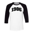 thumbnail image 1 of 1986 College Style Three-Quarter Raglan Sleeve Baseball Shirt Unisex Medium White/Black, 1 of 5
