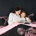 thumbnail image 5 of meiyoeat Pink Leopard Print 7-Piece Twin Bedding Sets For Girls,Chic Cheetah Bow Monogram A Bedding Comforter Set For Kids,pink Reversible, 5 of 6