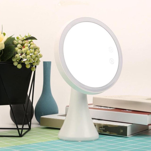 Espejo de maquillaje con luz recargable, espejo de tocador con 28 luces LED, 3 modos de iluminación, pantalla táctil regulable con rotación de 90 Yinane Espejo para maquillarse