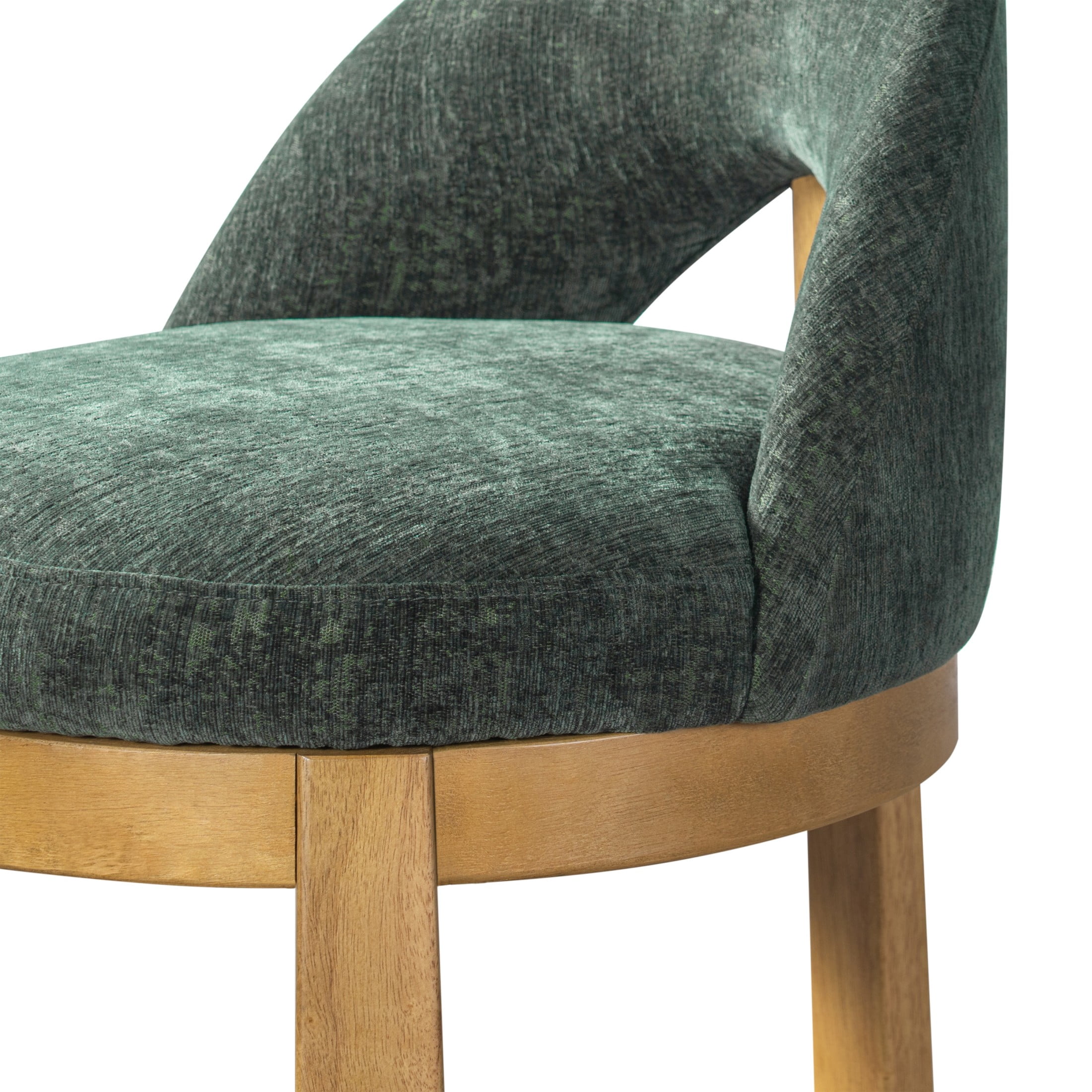 Christopher Knight Home Modern Upholstered Counter Stools with Curved Back, Wood Frame, Natural+Green, Set of 2