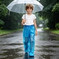 thumbnail image 2 of LIIPEE Boys Rain Pants Casual Solid Color Elastic Waist Disposable Waterproof Trousers 3 Pack Kids Outdoor Comfortable Lightweight Protective Rainwear,4-13 Years, 2 of 8