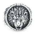 thumbnail image 2 of Bling Jewelry Mens Big Vintage King of Jungle Round Roaring Lion Signet Ring, 2 of 5