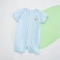 thumbnail image 2 of One Piece Romper For Toddler Boys Girls Crew Neck Short Sleeve Ribbed Print Jumpsuit Summer Comfy Cute Outfits (9 Months, Light Blue), 2 of 6
