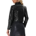 thumbnail image 3 of INSPIRE CHIC Faux Leather Jacket for Women's Long Sleeve Casual Moto Cropped PU Jackets, 3 of 5