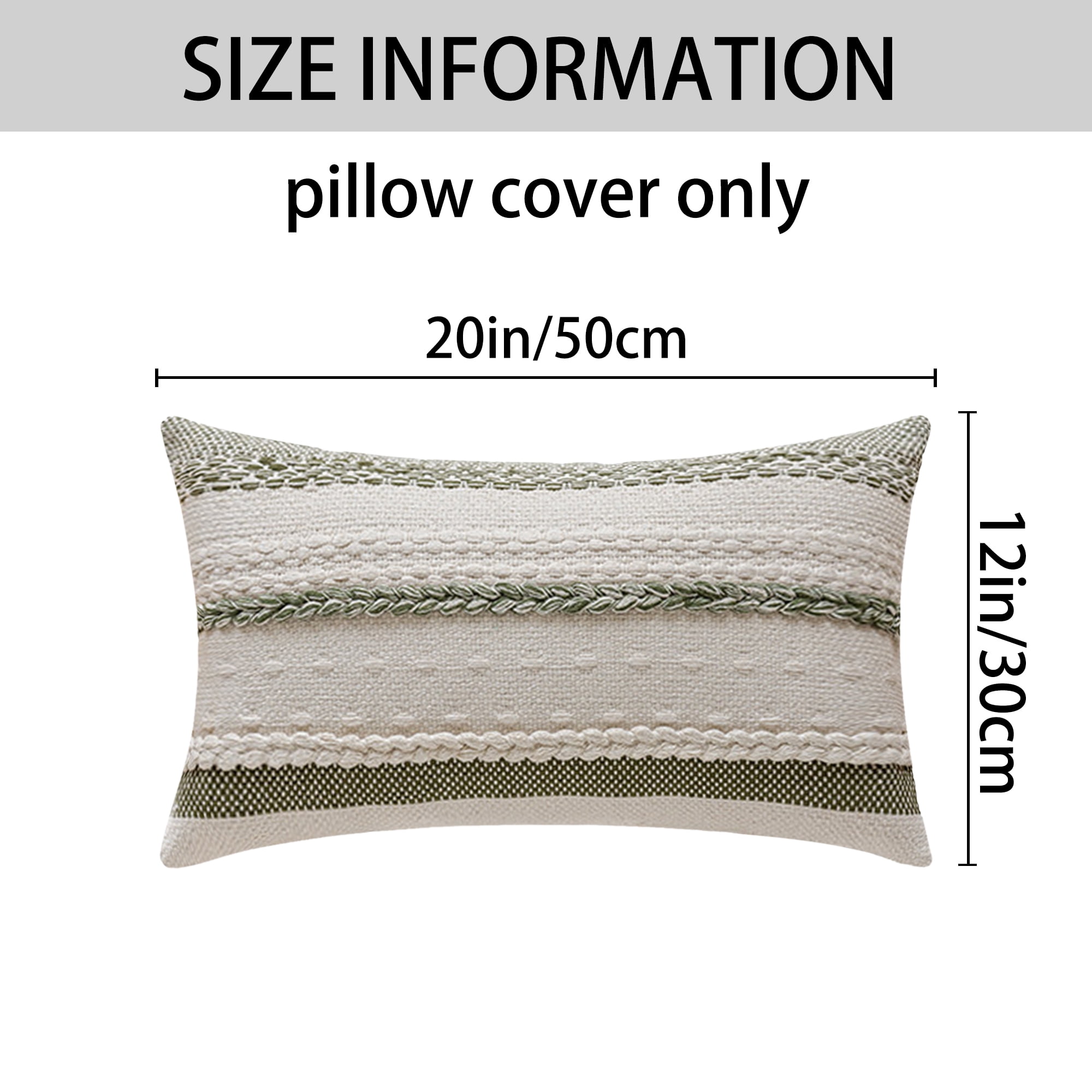 Unique Bargains Striped Throw Pillow Covers Pack of 2 Green 12" x 20"/18" x 18"