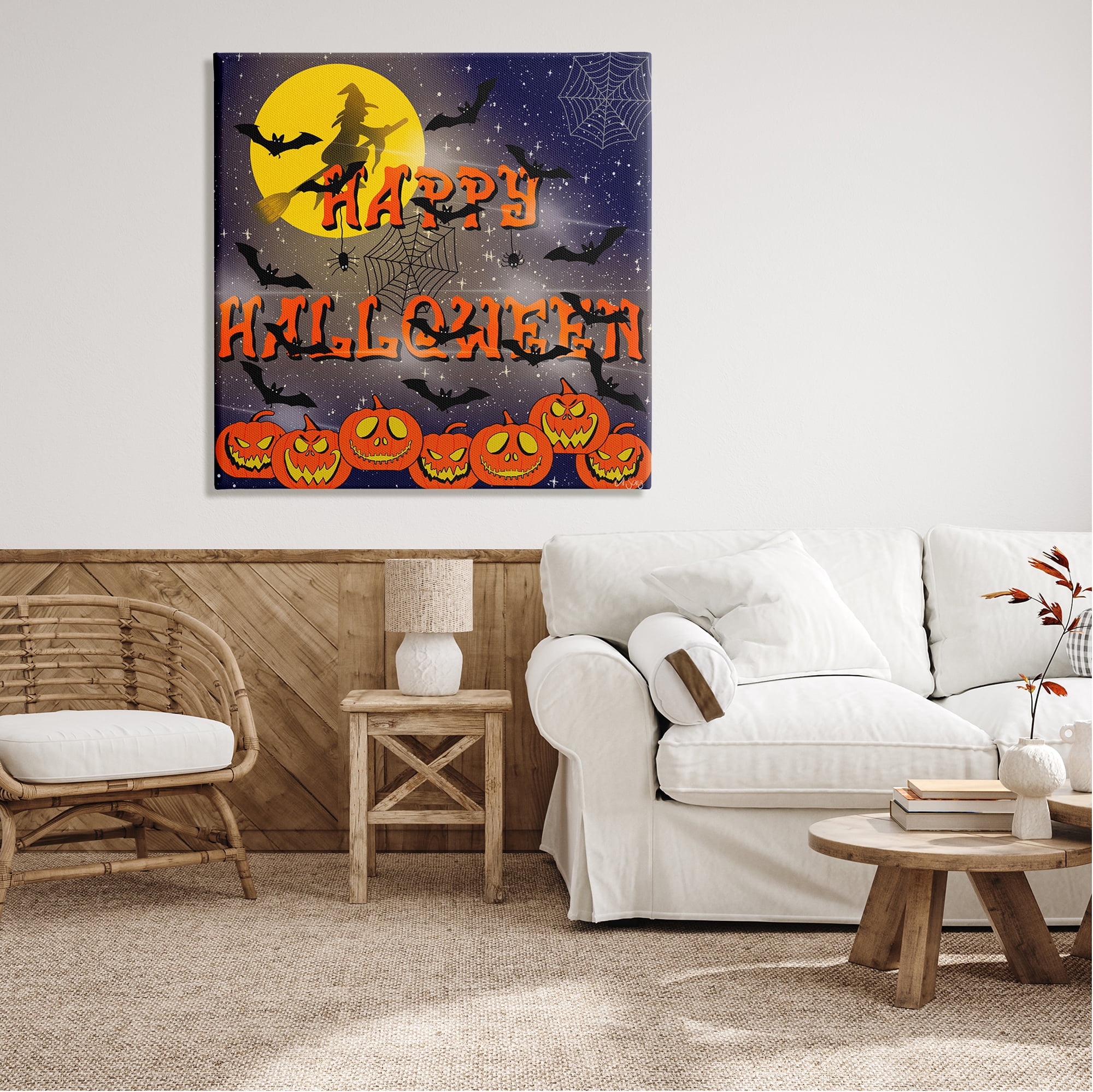 Stupell Industries Halloween Witch Scene Holiday Painting Gallery Wrapped Canvas Print Wall Art, 36 x 36