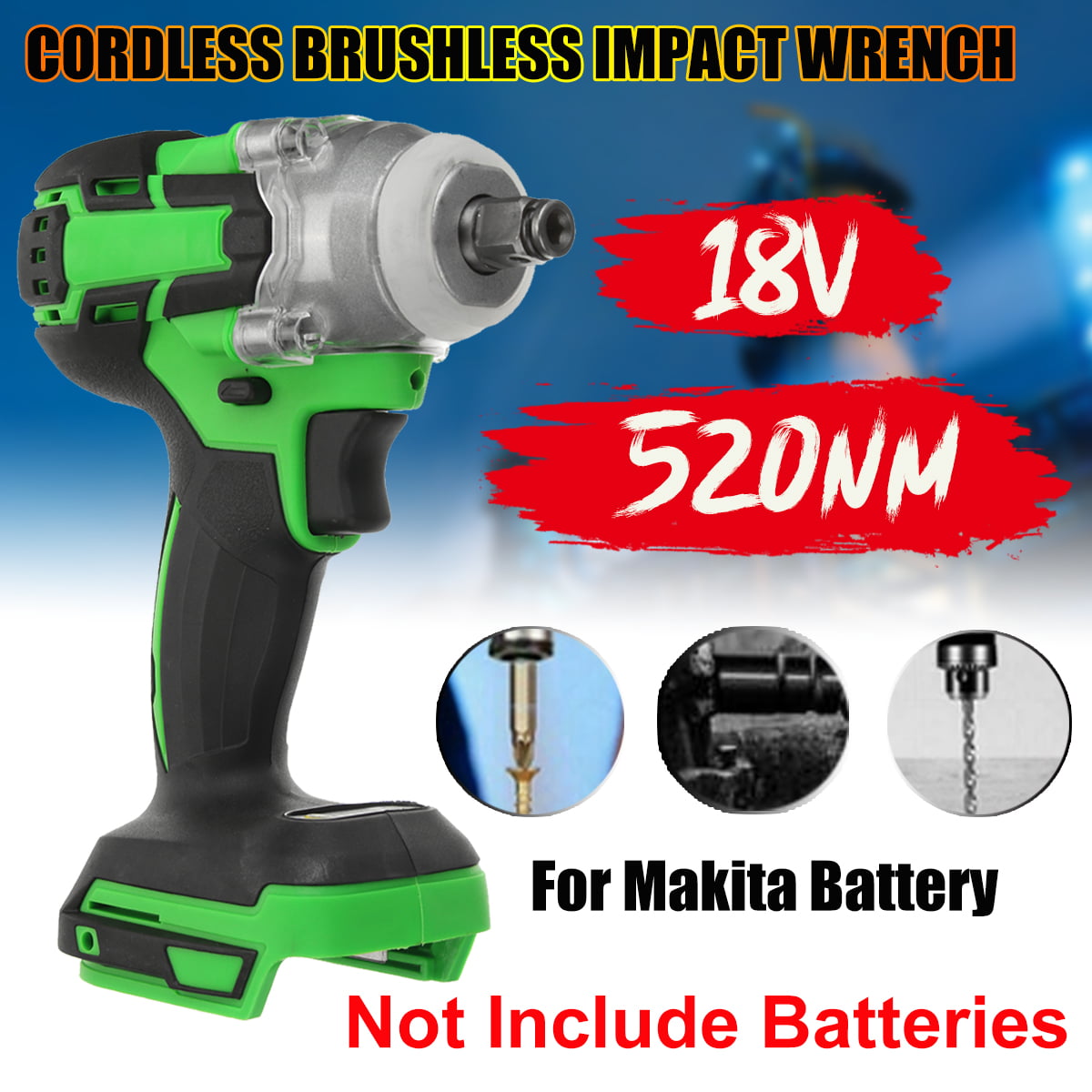 For Makita Battery DTW285Z Cordless Brushless Impact Wrench 18V 520Nm 1/2" Body 