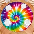 thumbnail image 2 of Colorful Rainbow Tie Dye Spiral Pattern Round Fitted Tablecloth with Elastic Edge,Dining Table Cover Waterproof,Outdoor Round Tablecloth for Camping,Dining,Indoor and Outdoor, 2 of 7