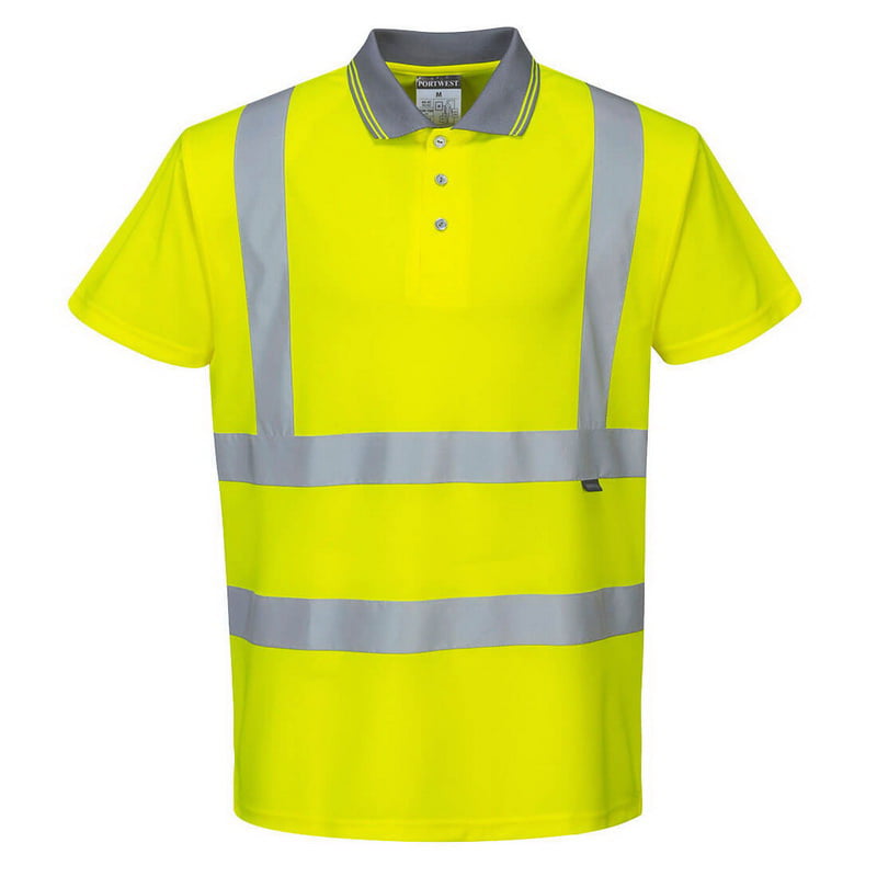 Portwest S477 Yellow Sz 5XL Hi-Vis Short Sleeve Polo Shirt Reflective 