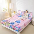 thumbnail image 3 of Manfei Sweet Initial T Print Bed Sheets,Cartoon Flower Full Size Sheets,Multicolored,4pcs, 3 of 6