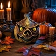 thumbnail image 6 of Halloween Jack-O'-Lantern Basket with Lid - Surprising Pumpkin Figurine Decor for Farmhouse Style Halloween Home Ornament, 4X4 inch Skull Shape Pumpkin, 6 of 6