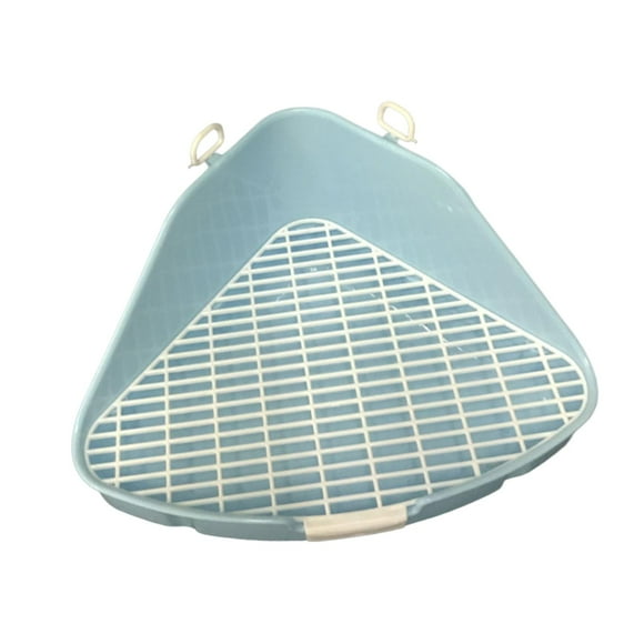 Caja de arena para conejos, portátil y duradera, con rejilla, entrenador de baño para conejos. Azul