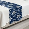 thumbnail image 2 of Turtle Bed Runner, Abstract Design Creative Caretta Caretta Designs and Tiny Bubbles, Decorative Accent Bedding Scarf for Hotels Homes and Guestrooms, Twin, Night Blue and Ivory, by Ambesonne, 2 of 2