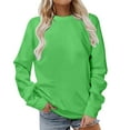 thumbnail image 2 of VKEKIEO Cute Sweatshirts Crew Neck Long Sleeve Solid Walking Green 100%Polyester Sweatshirts For Women Loose Fit, 2 of 4