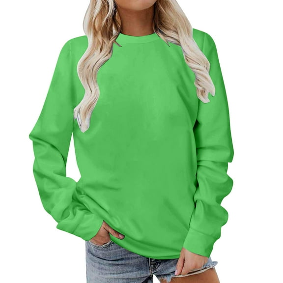 YYDGH Sweatshirt for Womens Crewneck Long Sleeve Pullover Tunic Tops Lightweight Casual Solid Color Fall Shirts Green M