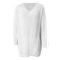thumbnail image 5 of Huowey Women Ribbed Knit Sweater Dress Casual V Neck Long Sleeve Pullover Relaxed Loose Fit Elegant Dresses Above Knee Length For Winter Oversized Streetwear, 5 of 6