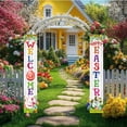 thumbnail image 5 of HongHeng Spring Porch Banners and Flower Porch Sign Spring Floral Door Sign Bunny Eggs Hanging Flag Spring Summer Flower Porch Banner Sign for Home Indoor Outdoor Decorations, 5 of 7