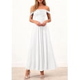 thumbnail image 5 of PRETTYGARDEN Womens Off Shoulder Maxi Summer Dresses Elegant Mesh Aline Swing Ruched Flowy Cocktail Wedding Guest Dress, 5 of 9
