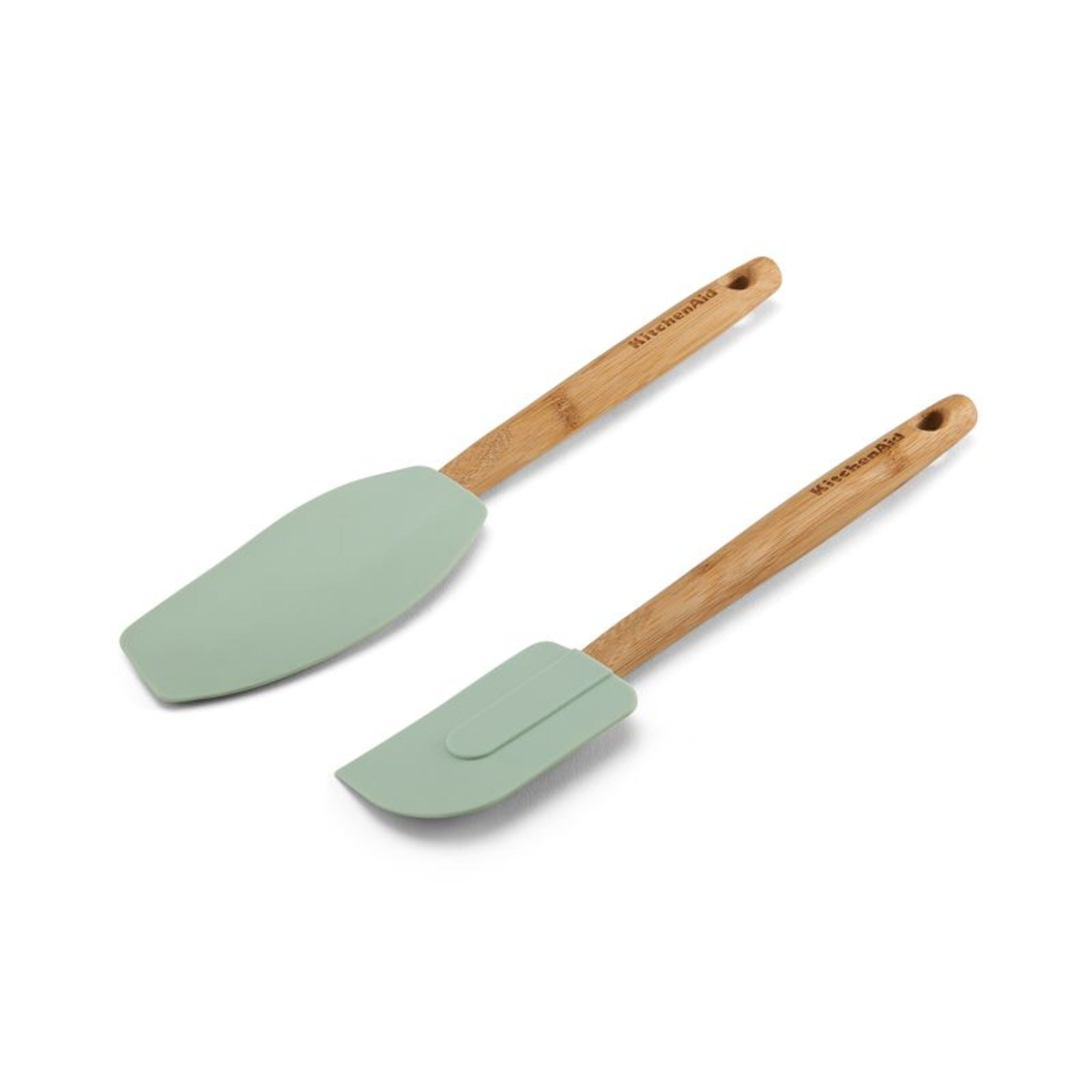 KitchenAid Small Spatula Set 2 Pc Bamboo Red & Gray 8”