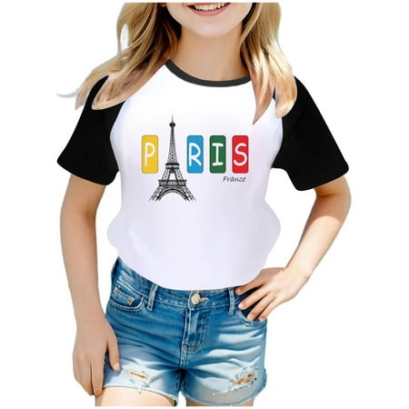 

MQLKF Boys And Girls 2024 Games Printed Raglan Short Sleeved T Shirt 3484 Beautiful Comfortable Girls Tee