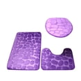thumbnail image 2 of 3 PCS Home Stone Embossed Solid Color Memory Foam Soft Bathroom Rug Set Non-Slip With Rubber Backing(15"×16.5" 15.7"×19.7" 19.7"×31.9",Purple), 2 of 5