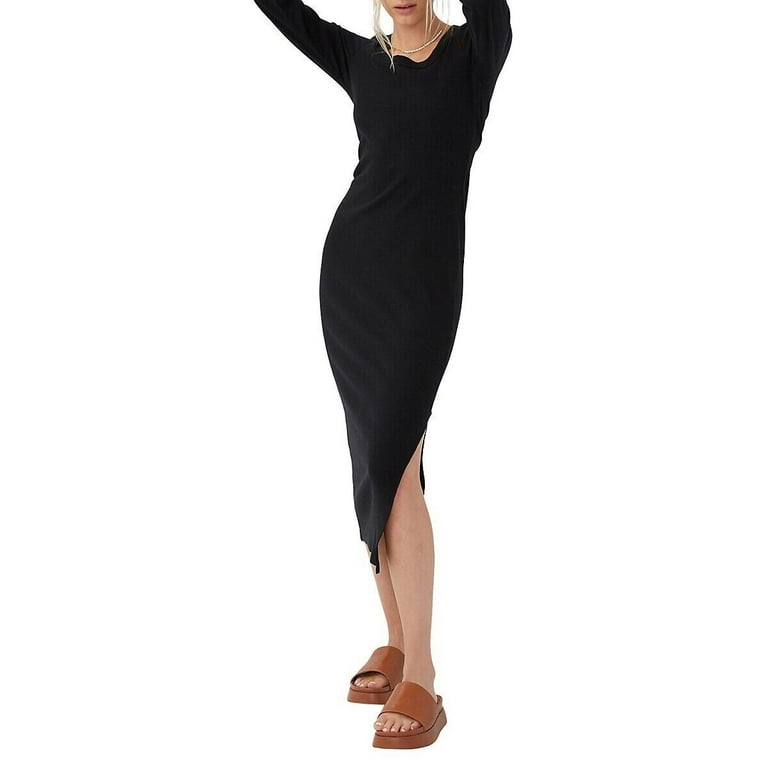 knee length dresses for ladies Mew Mews Ebrill Long Sleeve Flower Split Midi Dress main image 1