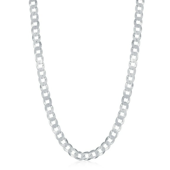 Sterling Silver Italian Rhodium Plated 4.4mm Cuban Curb Curb 16", 18", 20", 22", and 24" Chain