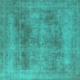 thumbnail image 1 of Ahgly Company Machine Washable Indoor Square Oriental Turquoise Blue Industrial Area Rugs, 5' Square, 1 of 4