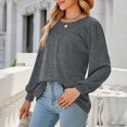 thumbnail image 4 of Bienvenido Puff Sleeve Blouse Top Loose Long Sleeve Round Neck Womens Tops for Parties Schools Offices Appointments Jobs Grey L, 4 of 8