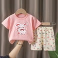 thumbnail image 4 of TOWED22 Toddler Baby Girl Summer Clothes Short Sleeves T-Shirt Tops and Ruffled Shorts Set Cute Summer Outfits 2Pcs(Watermelon Red,9-18 M), 4 of 4