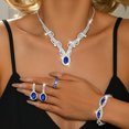 thumbnail image 4 of AEXTO Silver Reinstone Jewelry Set 3pcs Statement Necklace, Dangle Earrings Stretch Bracelet with Oval-Cut Rhinestones, Elegant Accessories for Women, Perfect for Evening Parties, Banquets & Weddings, 4 of 8