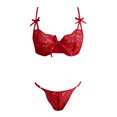 thumbnail image 2 of Gibobby Conjunto de lencería sexy para mujer con liguero, brasier de encaje y bragas conjunto de tirantes exóticos(Rojo, CH), 2 of 5