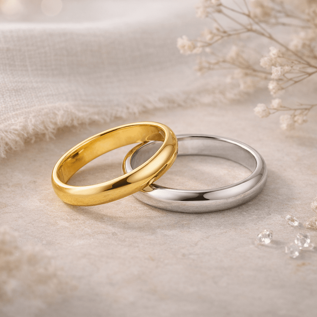 Aone Jewelry 10K Gold Women's Ring & Men's Wedding Band – White & Yellow Gold Classic Fit Band 3mm 4mm 5mm 6mm, Unisex Wedding Rings for Women & Men, Size: 6