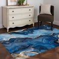 thumbnail image 4 of Blue Marble Large Area Rugs for Bedroom Living Room, Soft Non Slip Carpet Bedside Rug, Contemporary Abstract Golden Foil Texture Rectangular Floor Cover Kitchen Accent Rug 2.7'x5' for Office, 4 of 9
